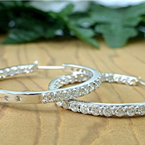 Five carat in-out hoop diamond earring