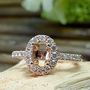 Oval diamond semi mount engagement ring