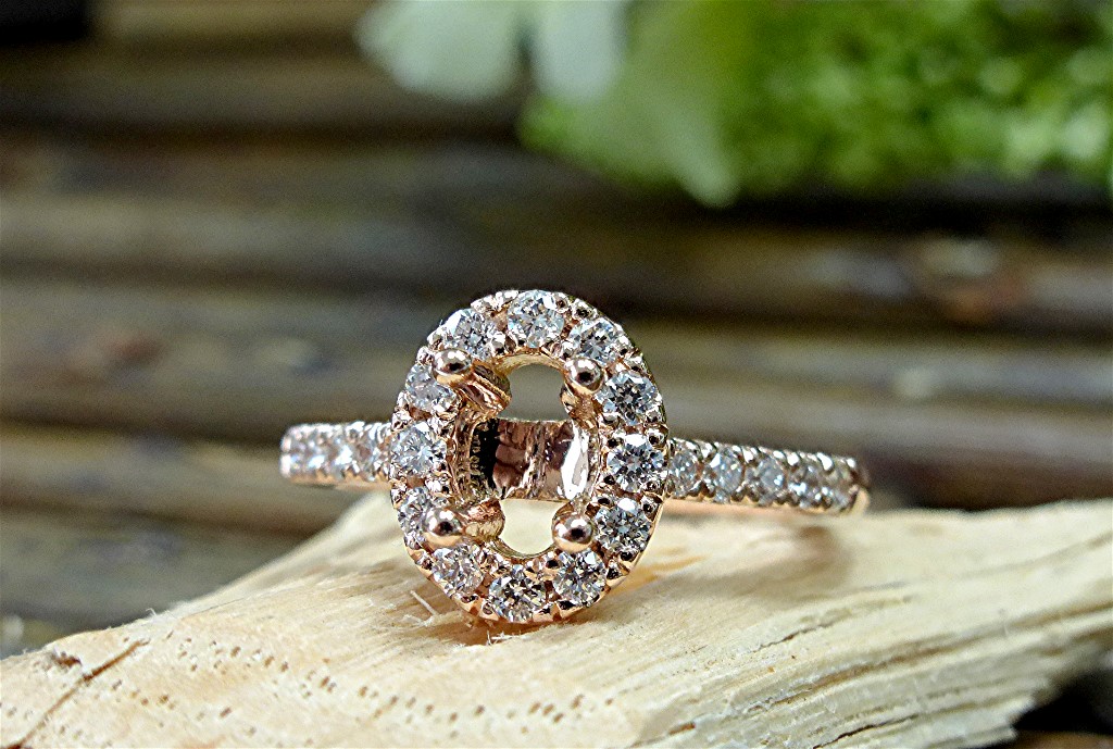 Oval diamond semi mount engagement ring