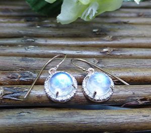 14k rose gold moonstone diamond halo earring