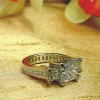 Six Carat Princess Cut Diamond, Platinum Three Stone Ring