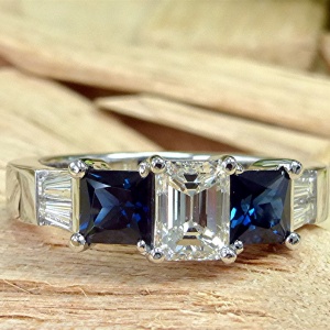 Diamond and sapphire engagement ring
