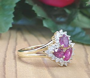 Diamond and cluster Ruby ring