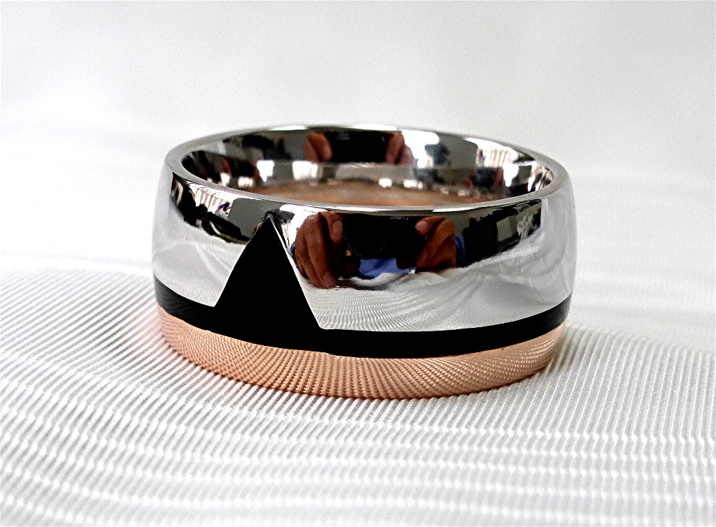 Mens Two tone, 14k rose and white gold