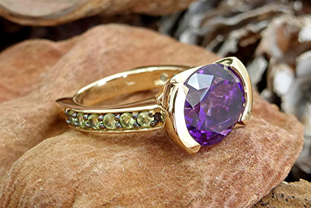 14k colored stone ring