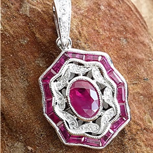 14k diamond and ruby pendant