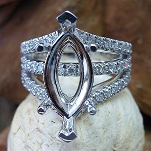 14k White Marquise Diamond Semi Mount