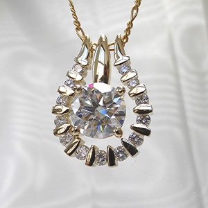 14k gold Diamond jacket with solitaire moissanite pendant