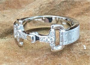 14k gold diamond horse bridle ring