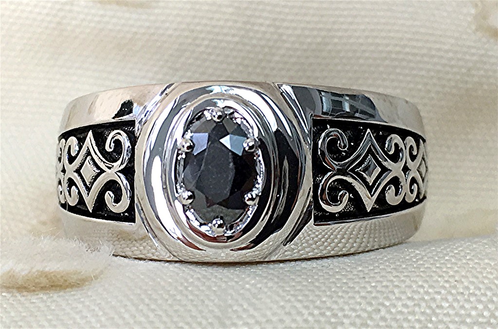 Black diamond mens ring