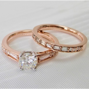 14k rose gold diamond matching set