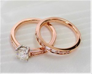 14k rose gold diamond matching set