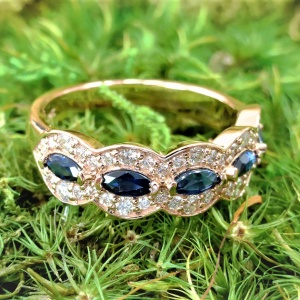 14k rose gold diamond sapphire ring