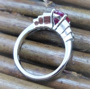 Burma ruby and diamond engagement ring