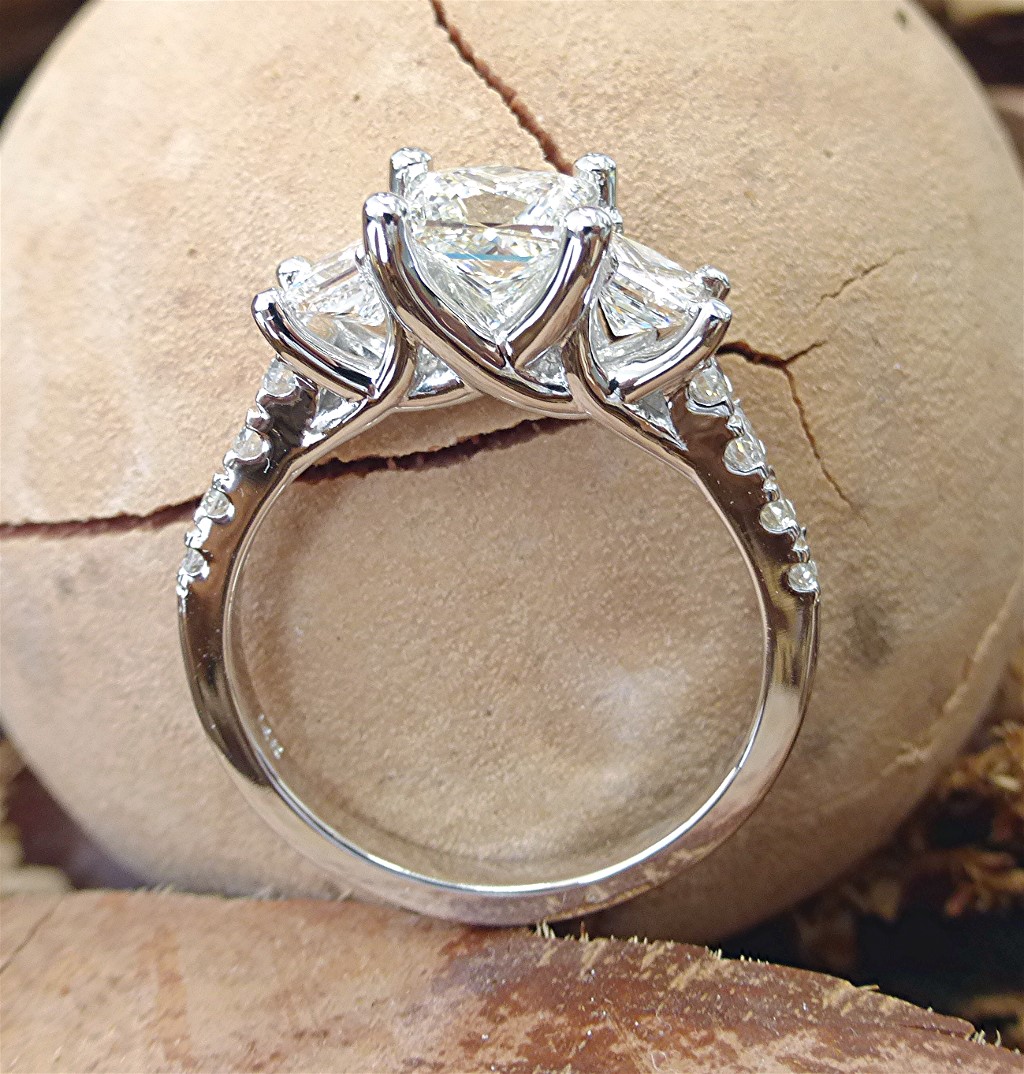 Lucida three stone princess cut engagement ring