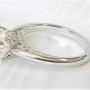 Diamond Engagement ring scroll work head and profile