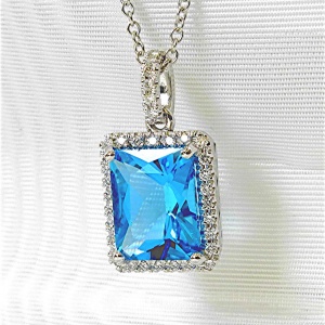 Matching Diamond and blue topaz pendant