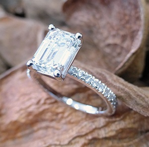 Two karat emerald cut engagement ring