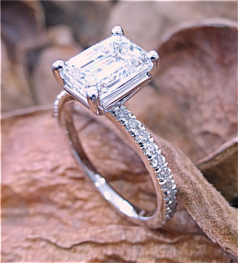Two Carat Emerald Cut Engagement Ring | Limpid Jewelry