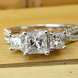 Three Carat Princess Cut Diamond Engagement Ring