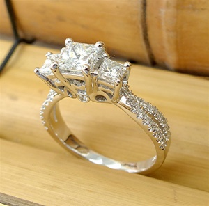 Three Carat Princess Cut Diamond Engagement Ring