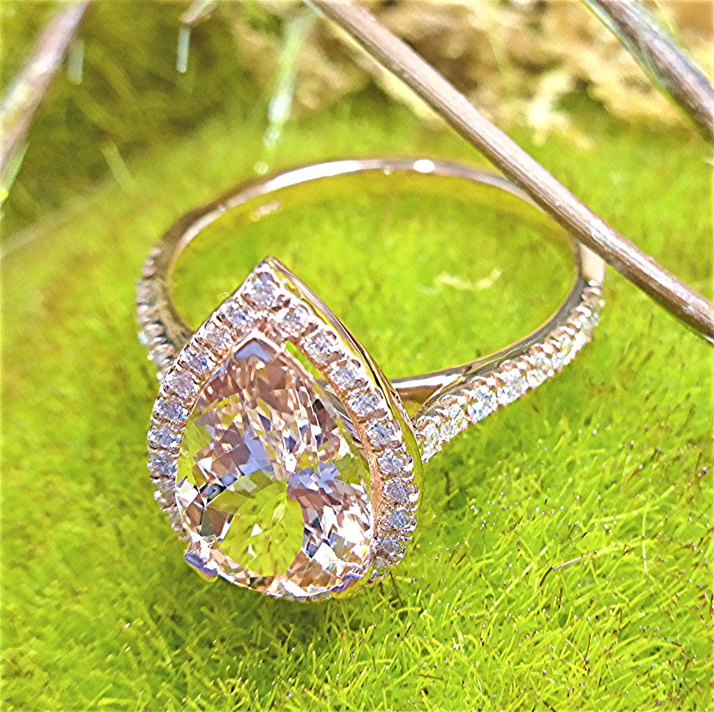 Diamond and morganite ring