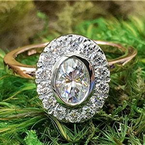 Diamond and moissanite 14k engagement ring
