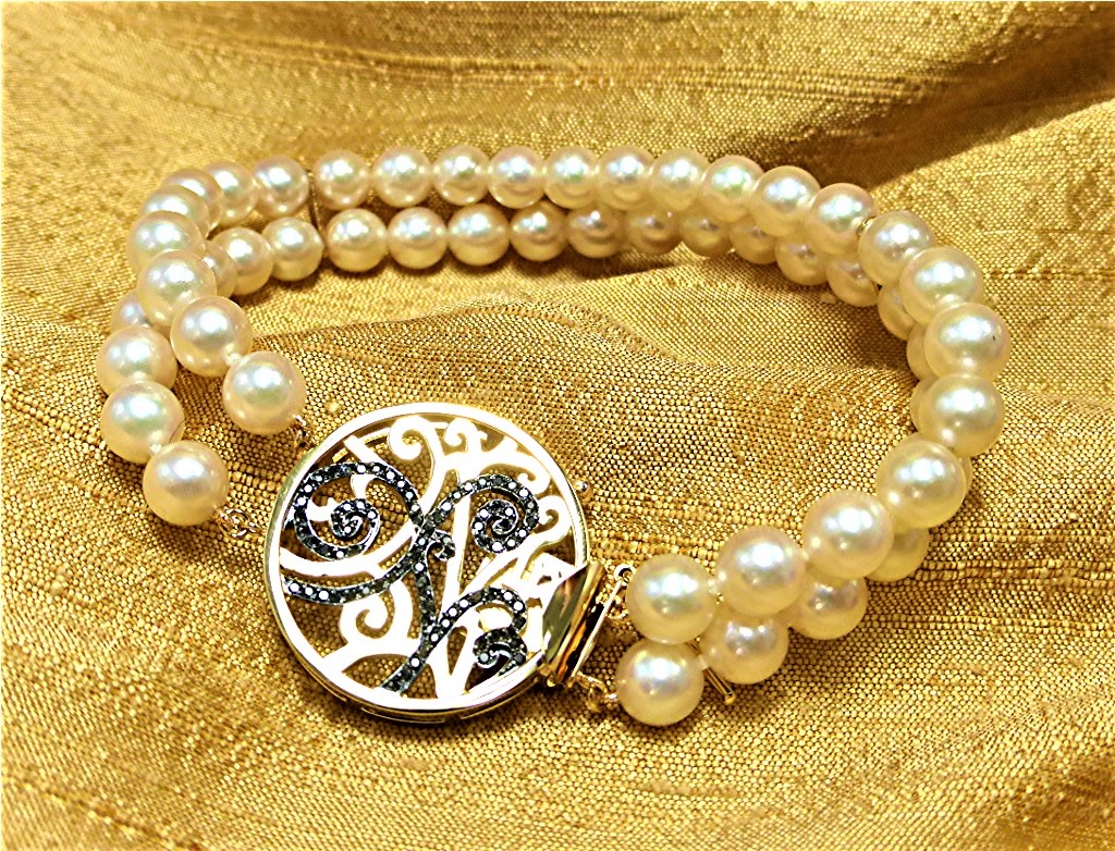 14k gold and diamond pearl clasp