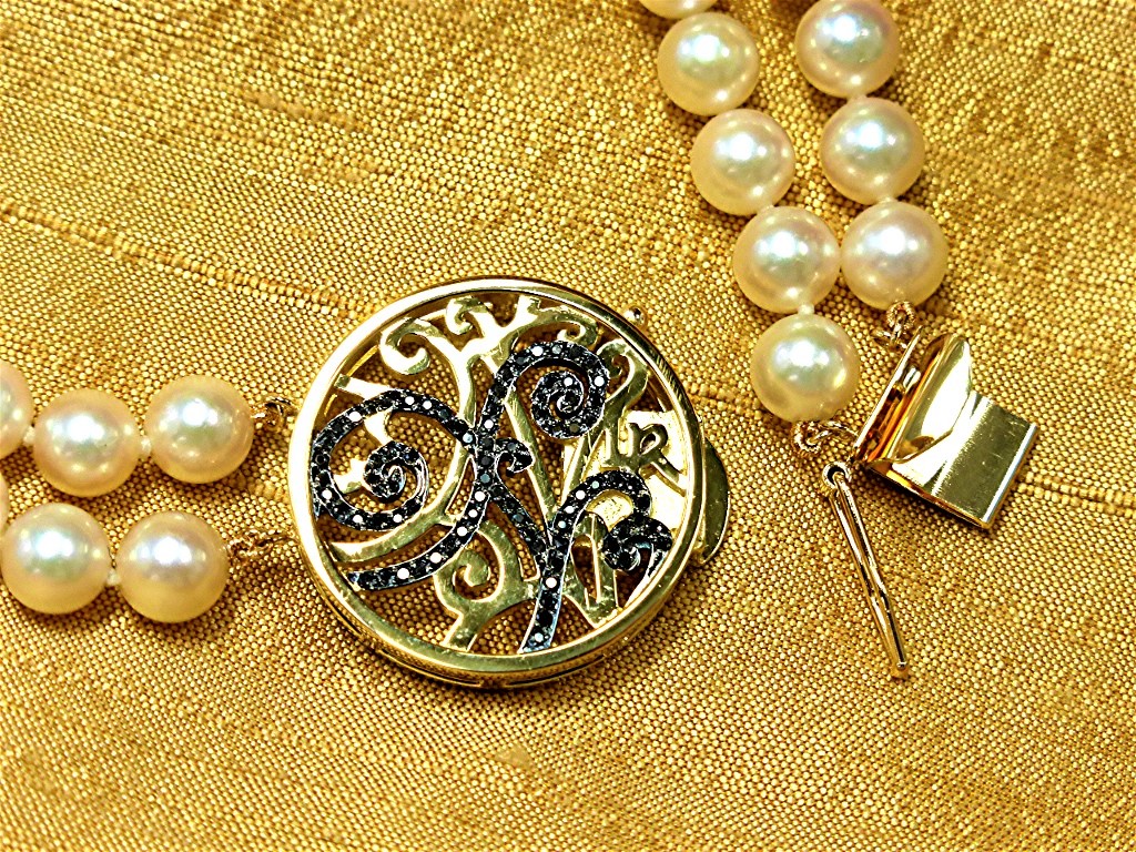 14k gold and diamond pearl clasp